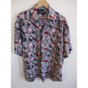 90's Colore Italia Abstract Silk Club Shirt Size Large Round Cut Tails